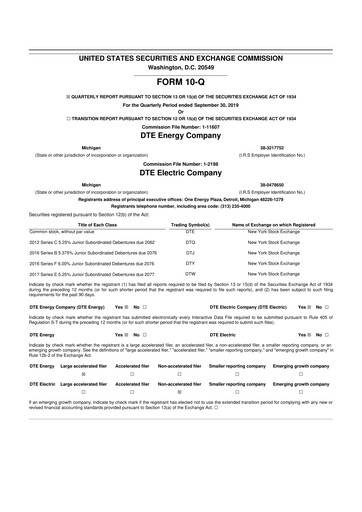 Thumbnail DTE Energy
 10-Q Quarterly Report FY2019 