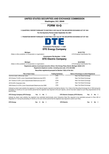 Thumbnail DTE Energy
 10-Q Quarterly Report FY2021 