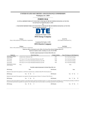 Thumbnail DTE Energy
 10-K Annual Report 