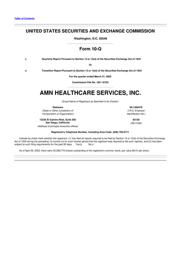 Thumbnail AMN Healthcare Services 10-Q Quarterly Report FY 