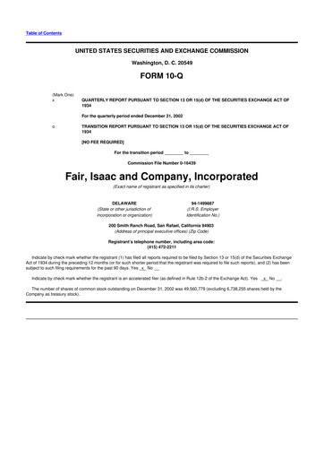 Thumbnail Fair Isaac (FICO) 10-Q Quarterly Report FY 