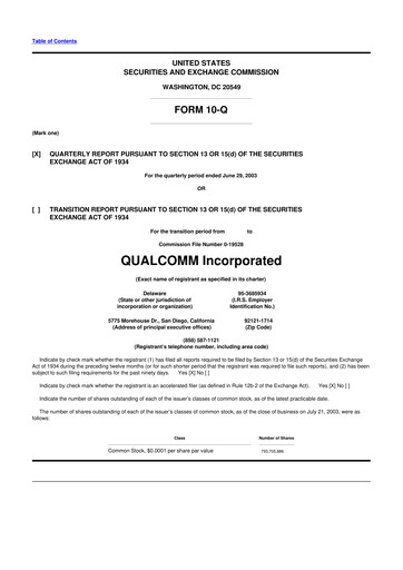 Thumbnail QUALCOMM 10-Q Quarterly Report FY 