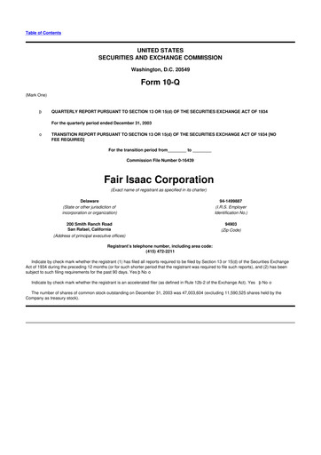 Thumbnail Fair Isaac (FICO) 10-Q Quarterly Report FY 