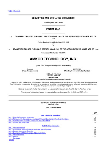 Vorschaubild Amkor Technology
 10-Q Quartalsbericht  