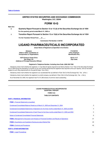 Thumbnail Ligand Pharmaceuticals 10-Q Quarterly Report FY 