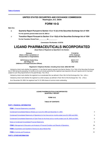 Thumbnail Ligand Pharmaceuticals 10-Q Quarterly Report FY 