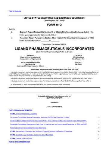 Thumbnail Ligand Pharmaceuticals 10-Q Quarterly Report FY 