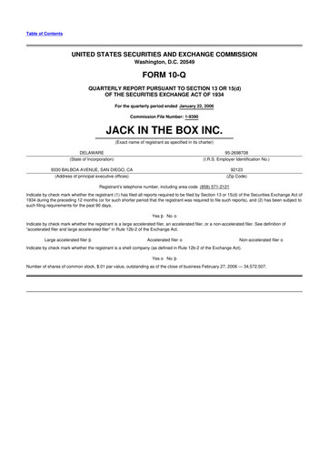 Vorschaubild Jack in the Box
 10-Q Quartalsbericht  