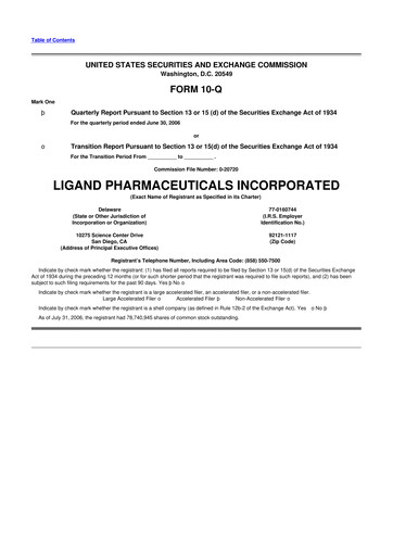 Thumbnail Ligand Pharmaceuticals 10-Q Quarterly Report FY 