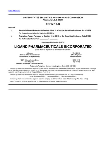 Thumbnail Ligand Pharmaceuticals 10-Q Quarterly Report FY 