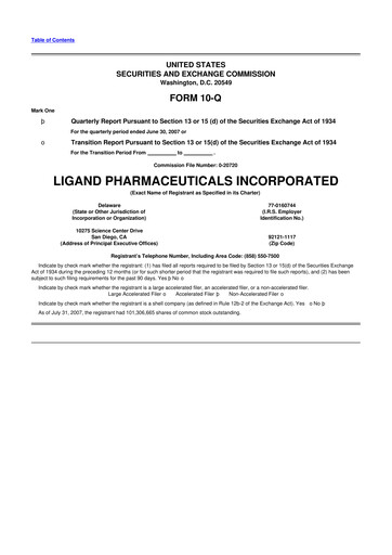 Thumbnail Ligand Pharmaceuticals 10-Q Quarterly Report FY 