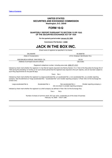 Vorschaubild Jack in the Box
 10-Q Quartalsbericht  