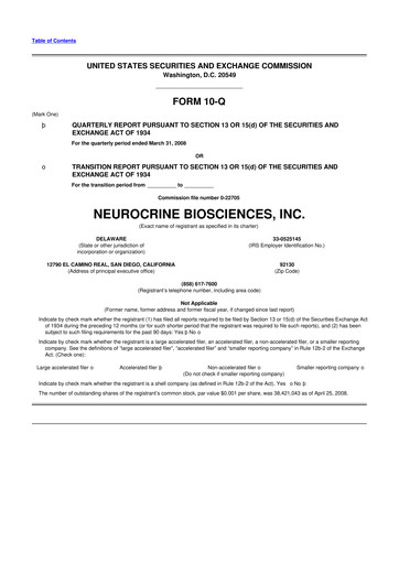 Thumbnail Neurocrine Biosciences
 10-Q Quarterly Report FY 