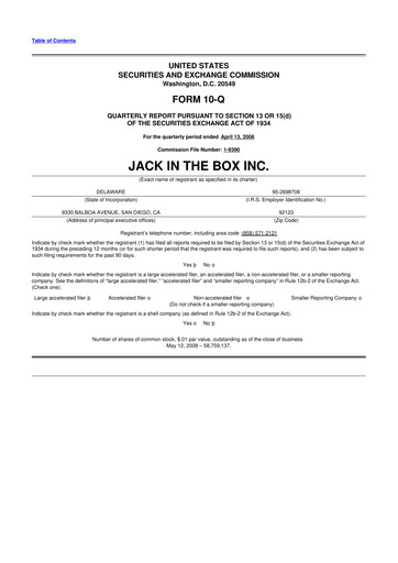 Vorschaubild Jack in the Box
 10-Q Quartalsbericht  