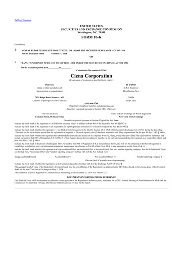 Thumbnail Ciena 10-K Annual Report 2014