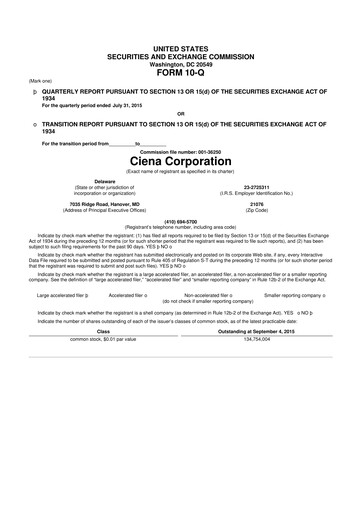 Thumbnail Ciena 10-Q Quarterly Report FY2015 