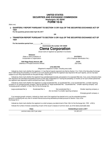 Thumbnail Ciena 10-Q Quarterly Report FY2017 