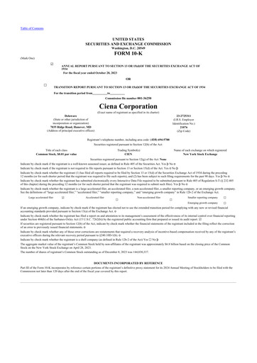 Thumbnail Ciena 10-K Annual Report 2023