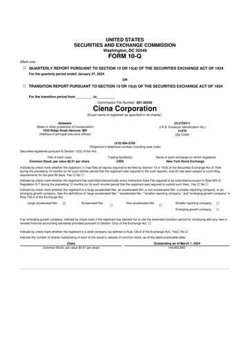 Thumbnail Ciena 10-Q Quarterly Report FY2024 