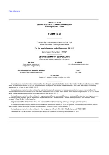 Thumbnail Lockheed Martin 10-Q Quarterly Report FY2017 