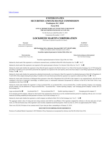 Thumbnail Lockheed Martin 10-K Annual Report 2018