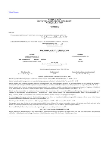 Thumbnail Lockheed Martin 10-K Annual Report 2019