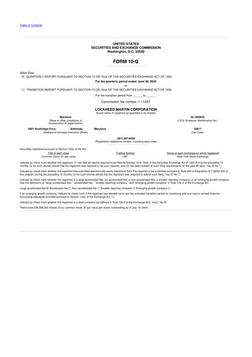 Thumbnail Lockheed Martin 10-Q Quarterly Report FY2024 