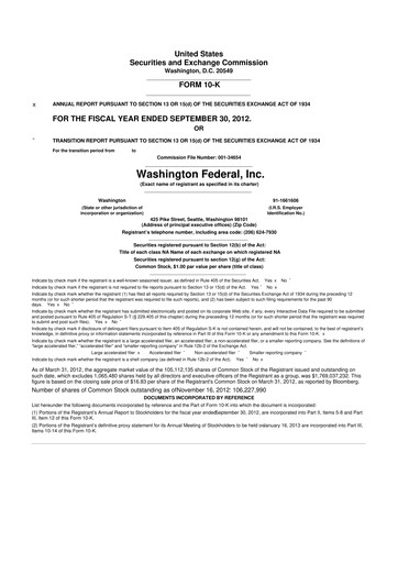 Thumbnail WaFd Bank 10-K Annual Report 2012