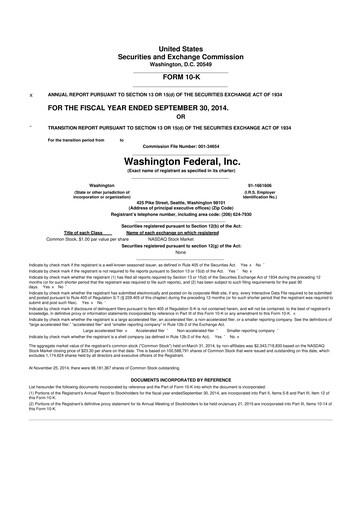 Thumbnail WaFd Bank 10-K Annual Report 2014