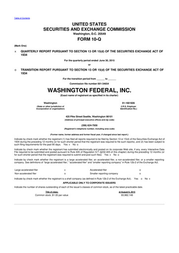 Thumbnail WaFd Bank 10-Q Quarterly Report FY2015 