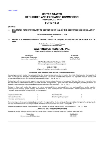 Thumbnail WaFd Bank 10-Q Quarterly Report FY2019 