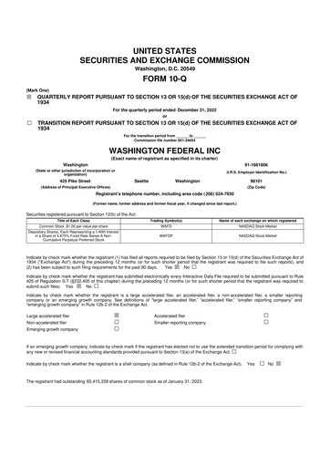 Thumbnail WaFd Bank 10-Q Quarterly Report FY2023 
