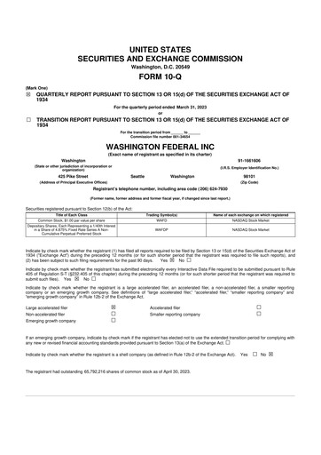 Thumbnail WaFd Bank 10-Q Quarterly Report FY2023 