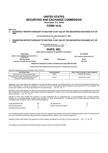 Thumbnail WaFd Bank 10-Q Quarterly Report FY2024 