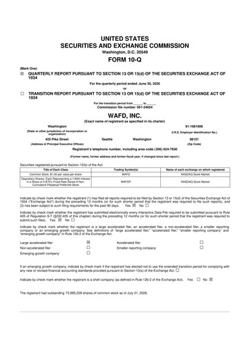 Thumbnail WaFd Bank 10-Q Quarterly Report FY2026 