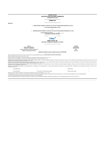Miniature TriNet 10-K Rapport annuel 2016