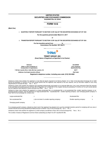 Miniature TriNet 10-Q Rapport trimestriel 2017 