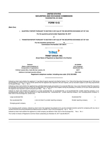 Miniature TriNet 10-Q Rapport trimestriel 2017 
