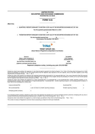 Miniature TriNet 10-Q Rapport trimestriel 2018 