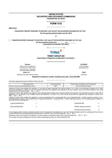 Miniature TriNet 10-Q Rapport trimestriel 43646 