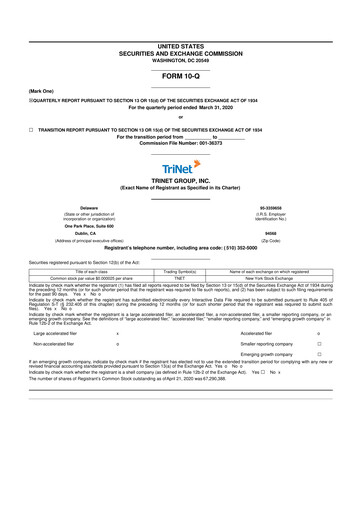 Miniature TriNet 10-Q Rapport trimestriel 43921 