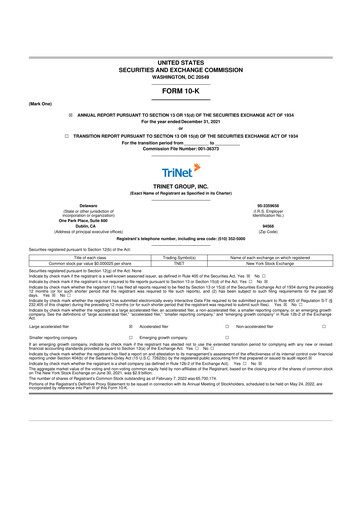 Miniature TriNet 10-K Rapport annuel 2021