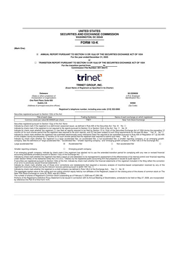 Miniature TriNet 10-K Rapport annuel 2025