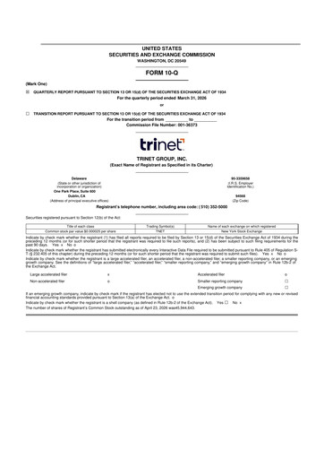 Thumbnail TriNet 10-Q Quarterly Report FY 