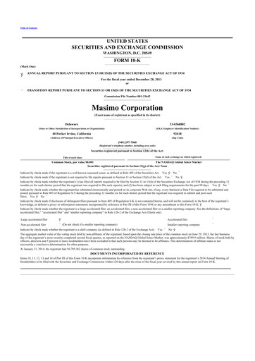 Thumbnail Masimo 10-K Annual Report 2013