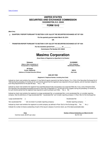 Thumbnail Masimo 10-Q Quarterly Report FY2014 