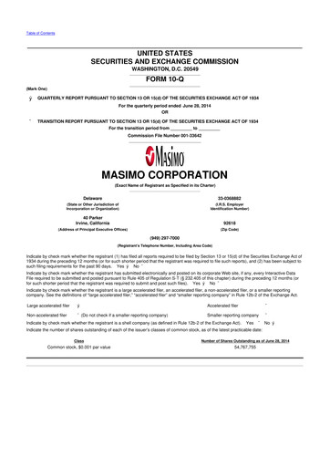 Thumbnail Masimo 10-Q Quarterly Report FY2014 