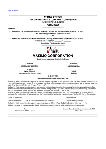 Thumbnail Masimo 10-Q Quarterly Report FY2014 