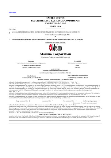 Thumbnail Masimo 10-K Annual Report 2014