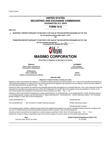 Thumbnail Masimo 10-Q Quarterly Report FY2017 